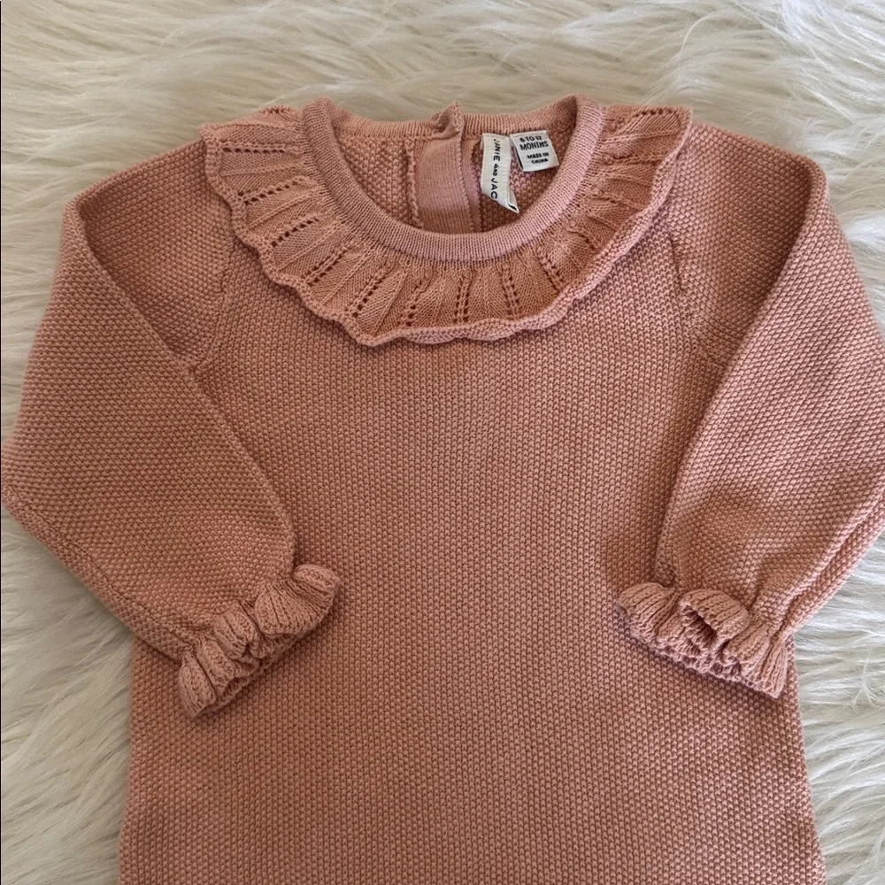 Janie & Jack Baby Ruffle Collar One-Piece Peach Pink Color Size 6-12 Months